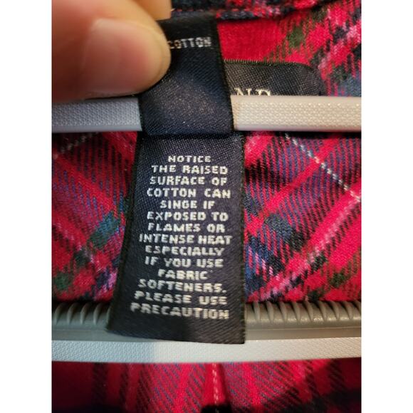 Lands End Womens Red Plaid Flannel Ruffle Front Top Size Large 14 16 - Picture 3 of 7